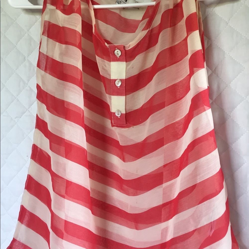 Sheer Red & White tank top